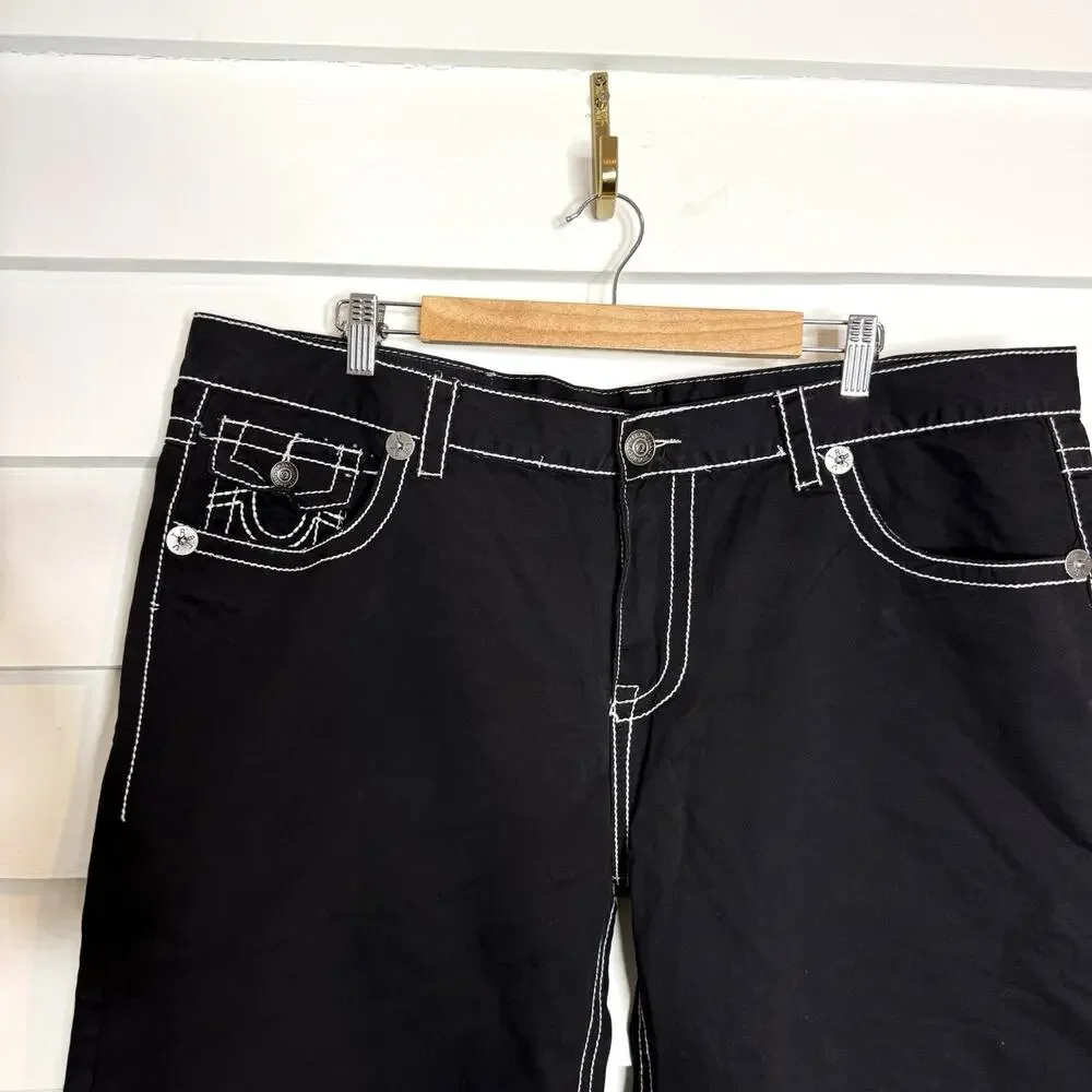 True Religion JOEY Super T Big Flap Pocket Black Shorts Men's 42 NWT